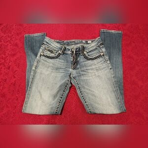 Miss Me Light Blue Skinny Jeans with Embellished Pockets